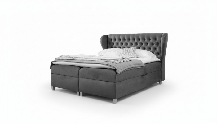 Luxus Design Boxspringbett Schlofzëmmer Gepolstert Bett Modern Miwwelen Chesterfield