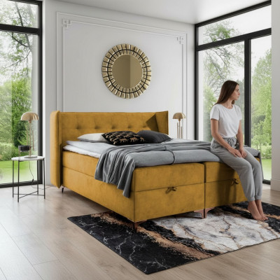 Bett 160x200cm Luxus Design Miwwelen Schlofzëmmer Boxspringbett Duebel Neit