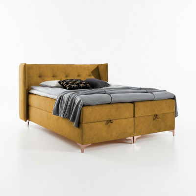 Bett 160x200cm Luxus Design Miwwelen Schlofzëmmer Boxspringbett Duebel Neit