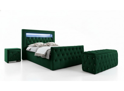 Gréng Schlofkummer Garnitur Komplett Set Duebelbett Hocker Konsolë