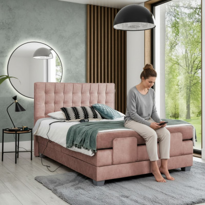Bett 160x200cm Ariichtung Schlofzëmmer Polsterbett Textil Modern Miwwelen Nei