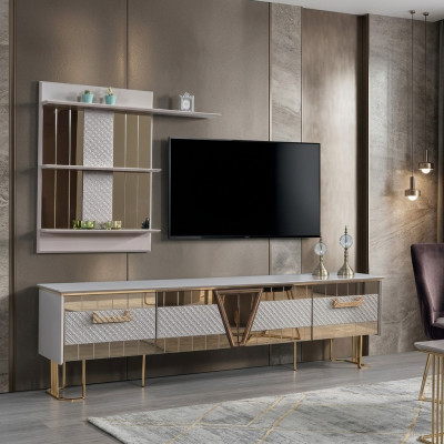 Modernen Design Gro Wunnwand Holz Wandregaler Komplett TV-Ständer Miwwelen