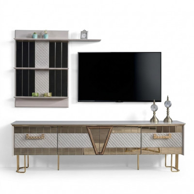 Modernen Design Gro Wunnwand Holz Wandregaler Komplett TV-Ständer Miwwelen