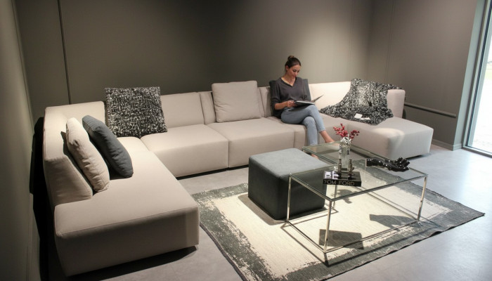 U-Form Sofa Modern Ecksofa mat Couchtisch Polstersofa Wunnzëmmer Miwwelen