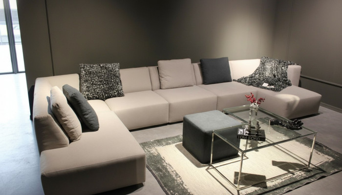U-Form Sofa Modern Ecksofa mat Couchtisch Polstersofa Wunnzëmmer Miwwelen