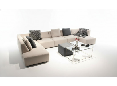 U-Form Sofa Modern Ecksofa mat Couchtisch Polstersofa Wunnzëmmer Miwwelen