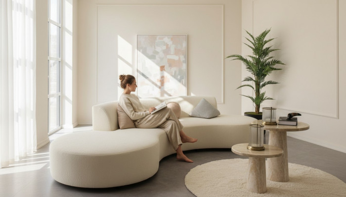 Design Wunnzëmmer Set Sofa Véiersëtzer mat 2x Dëscher Luxus Miwwelen