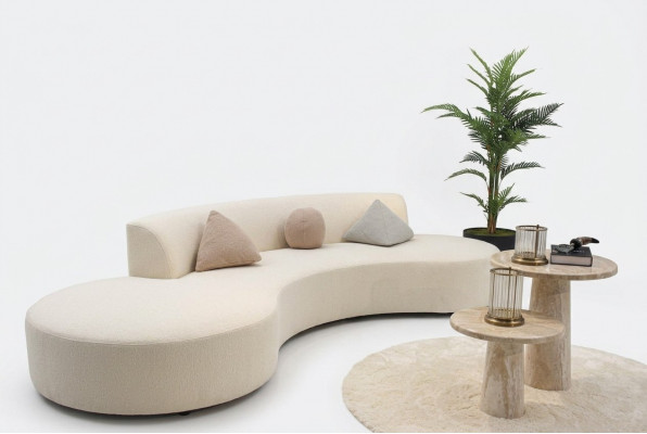 Design Wunnzëmmer Set Sofa Véiersëtzer mat 2x Dëscher Luxus Miwwelen