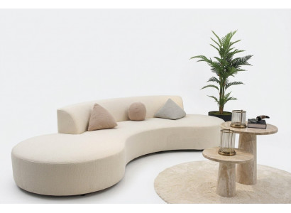 Design Wunnzëmmer Set Sofa Véiersëtzer mat 2x Dëscher Luxus Miwwelen