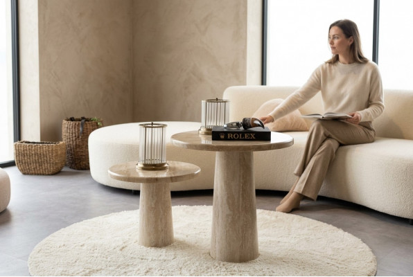 2x Couchtische Wunnzëmmer Set Holz Miwwelen Design Modern Ariichtung