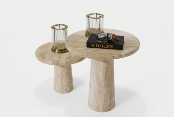 2x Couchtische Wunnzëmmer Set Holz Miwwelen Design Modern Ariichtung