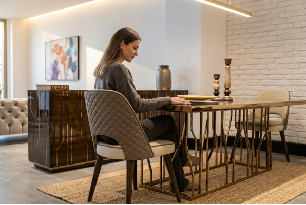 Design Still Stoff Polster Luxus Miwwelen Iesszëmmer Modern Ariichtung