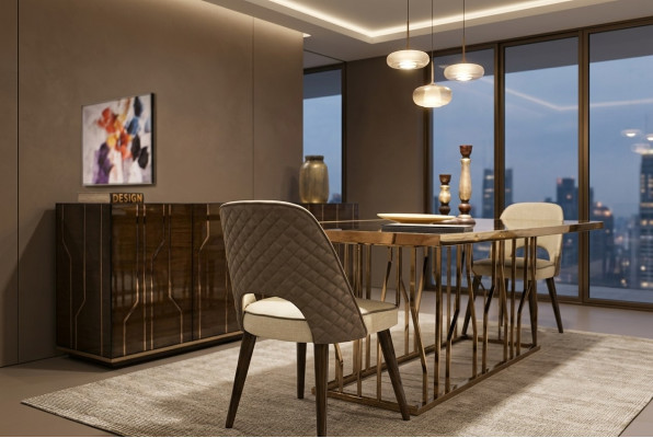 Design Still Stoff Polster Luxus Miwwelen Iesszëmmer Modern Ariichtung