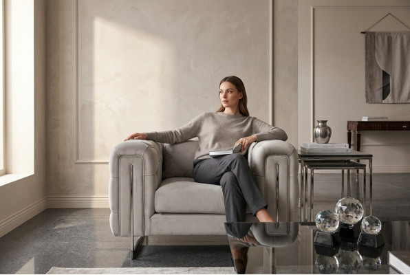 Modern Sesselen Wunnzëmmer Chesterfield Miwwelen Polster Ariichtung Textil