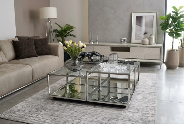 Moderne Glas Couchtisch Wunnzëmmer Miwwel Neien Design Ariichtung