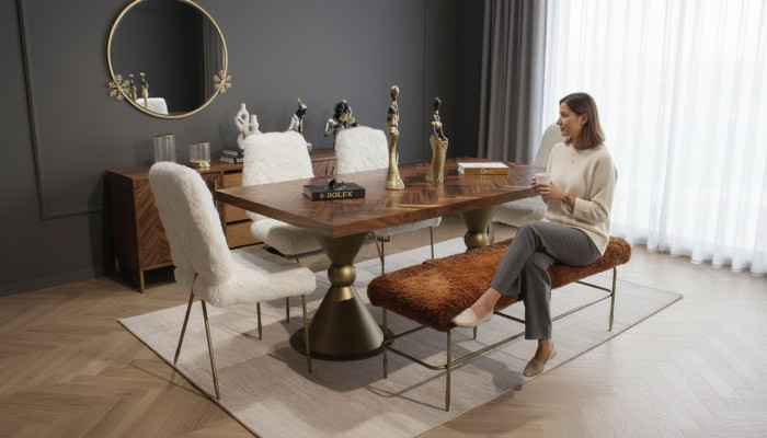Iesszëmmer Set Iessdësch 4x Still Sëtzbank Modern Set Luxus Iessgrupp