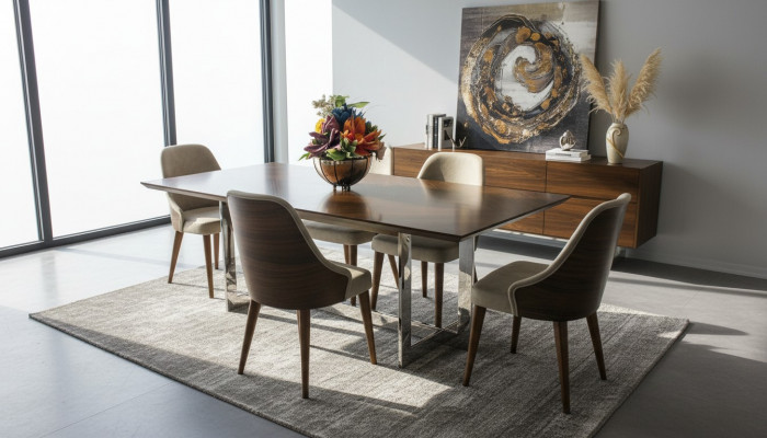 Komplett Set Iessdësch Luxus Iesszëmmer Design Miwwelen Schief 4x Still