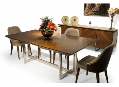 Komplett Set Iessdësch Luxus Iesszëmmer Design Miwwelen Schief 4x Still