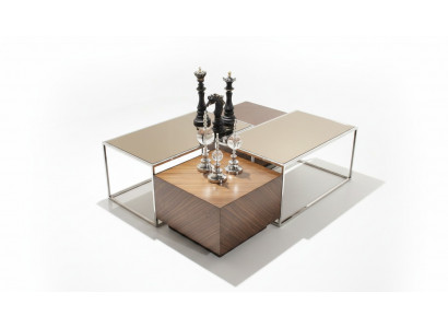 Luxus Couchtisch Wunnzëmmermiwwele Holz mat Glas Design Modern Neit