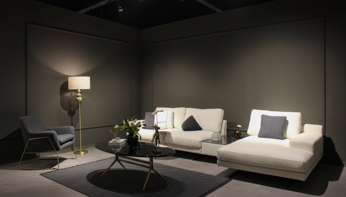 Design Wunnzëmmer Komplett 3-teileg Textil Sofagezei Modern Dësch