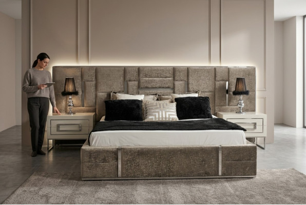 Luxus Schlofzëmmermiwwel Komplett Miwwel 3tlg Duebelbett 2x Nuetsdëscher
