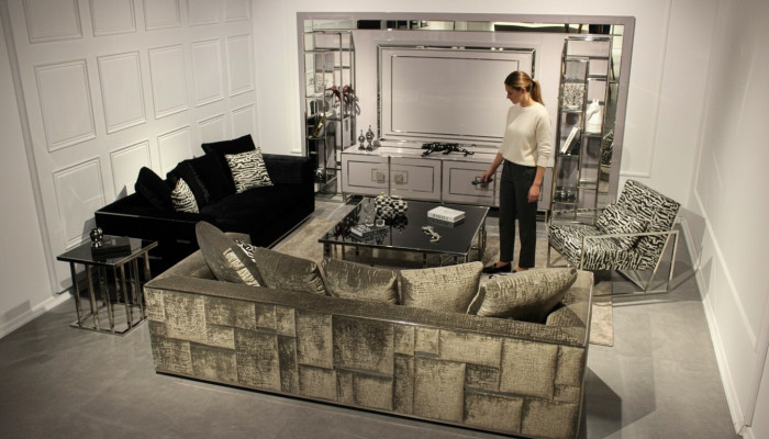 Modern Wunnzëmmer Set Sofagarnitur Miwweldesign Wunnwand Couchtisch Komplett
