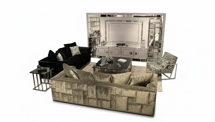 Modern Wunnzëmmer Set Sofagarnitur Miwweldesign Wunnwand Couchtisch Komplett