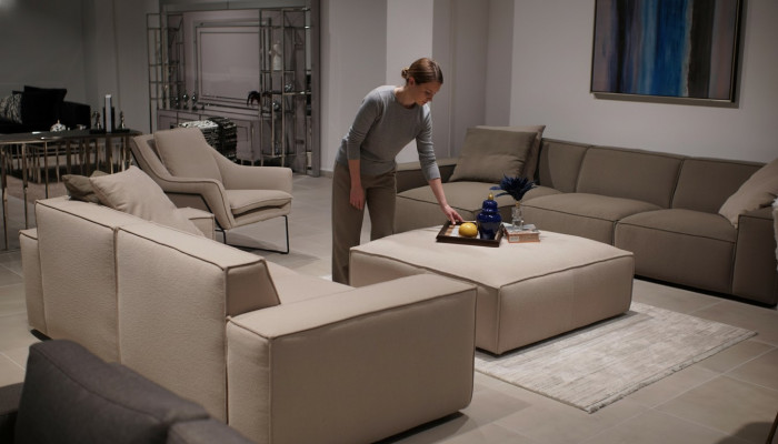 Wunnzëmmermiwwel Set 4 Deeler Luxus Ariichtung Sofagarnitur Design Ecksofa