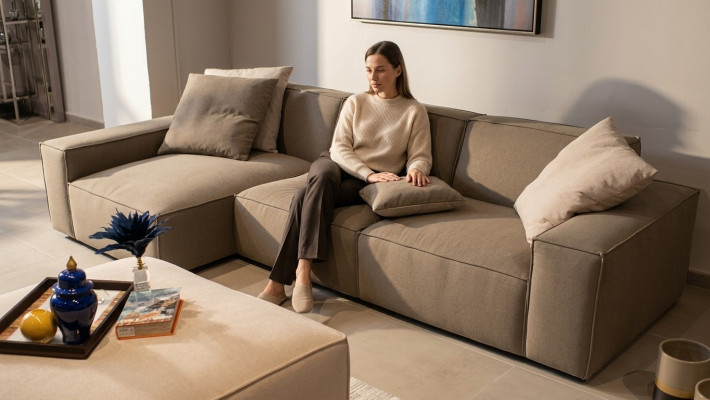 Design Ecksofa L-Form Wunnzëmmer Miwwelen Luxus Modern Ariichtung Neit Sofa