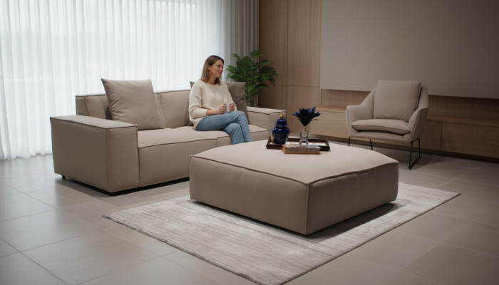 Wunnzëmmer Miwwelen Luxus Komplett 2-tlg Design Sofa Dräischëianlag Hocker