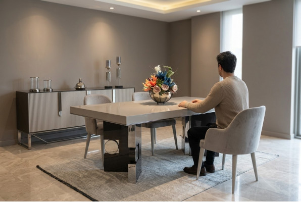 Iesszëmmer Design Set 6-tlg Design Iessdësch mat 4 Stull Modern Coupeuse