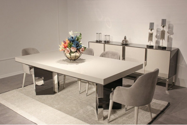 Iesszëmmer Design Set 6-tlg Design Iessdësch mat 4 Stull Modern Coupeuse