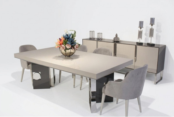 Iesszëmmer Design Set 6-tlg Design Iessdësch mat 4 Stull Modern Coupeuse