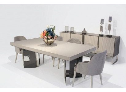 Iesszëmmer Design Set 6-tlg Design Iessdësch mat 4 Stull Modern Coupeuse