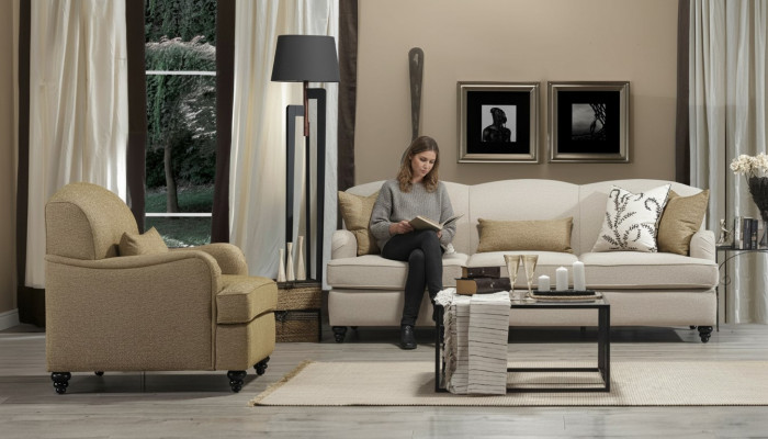 Canapé Saz 2-Deeler Dräisiwzer Canapé Modern Fauteuil Canapé Garnitur Design Wunnzëmmer