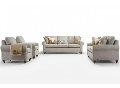 Wunnzëmmer Sofagarnitur Modern Design Miwwelen 2x Sofa Dräisëtzer 2x Sesselen