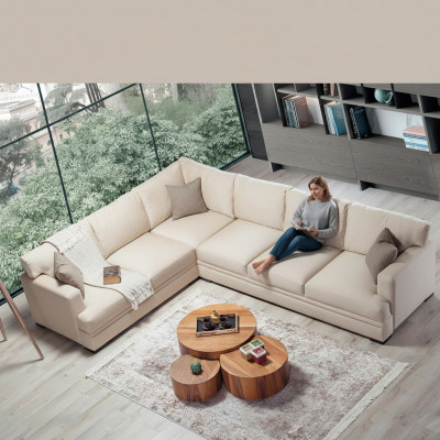 Eckcouch Wunnzëmmer Design Miwwelen Luxus Sofa L-Form Modern Ariichtung