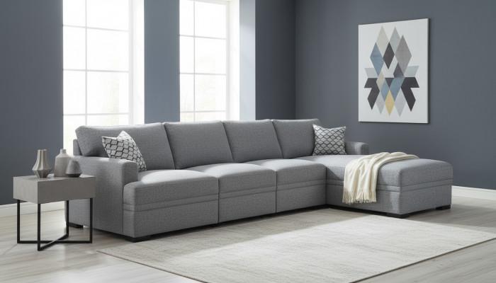 Canapé L-Form Stil Modern Gro Eckcanapé Wunnzëmmer Miwwelen Design Ariichtung