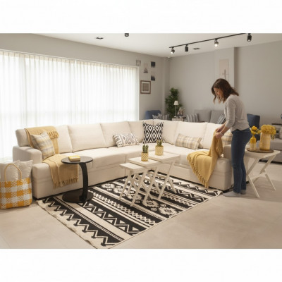 Ecksofa L-Form Modern Sofa Canapé Wunnzëmmer Polster Miwwel Luxus