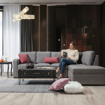 Wunnzëmmer Polsterschmuck Luxus Ecksofa L-Form Modern Design Canapé Couch
