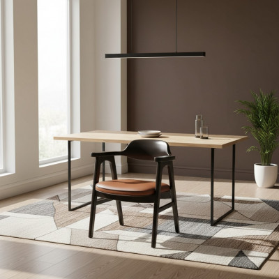 Iesszëmmer Stull mat Armleenen Schwaarz Holzstull Neit Miwwel Design Sëtz