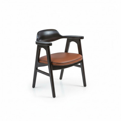 Iesszëmmer Stull mat Armleenen Schwaarz Holzstull Neit Miwwel Design Sëtz