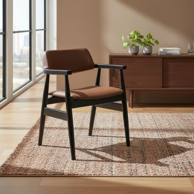 Design Aarmlehnstull Iesszëmmer Schwaarz Miwwelen Holzstull Nei Sëtz