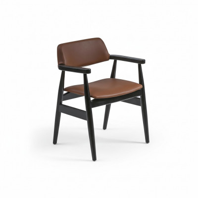 Design Aarmlehnstull Iesszëmmer Schwaarz Miwwelen Holzstull Nei Sëtz