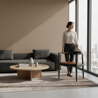Design Miwwel Stull mat Armleenen Holzstull Nei Ariichtung Polster Sëtz