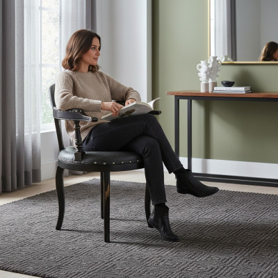 Luxus Design Polstersëtz Stull Polstersëtz Iesszëmmer Holzstull mat Armleefen