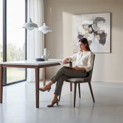 Luxus Design Gepolsterten Stull Iesszëmmerstull Sëtz Iesszëmmer Miwwelen Holz Nei