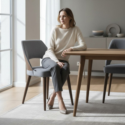Iesszëmmerstull Gro Polster Stoff Nei Luxus Sëtz Stull Ariichtung Design