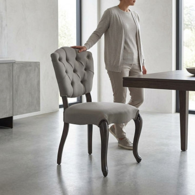 Luxus Design Polstersëtz Stull Ariichtung Still Sëtz Iesszëmmer Holz Design