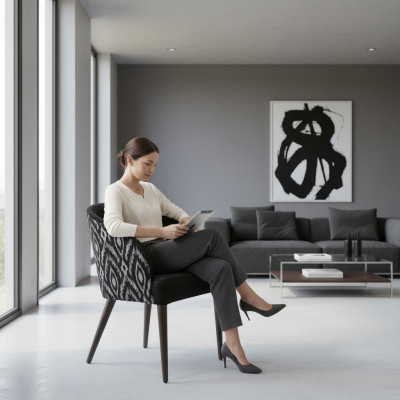 Stull mat Armleef Designer Luxus Iesszëmmer Gepolstert Sëtz Holzmiwwelen